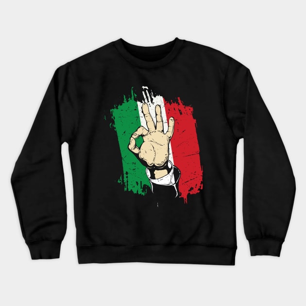 Italian Hand Gesture Sing Language Funny Italy Flag Vintage Crewneck Sweatshirt by GShow